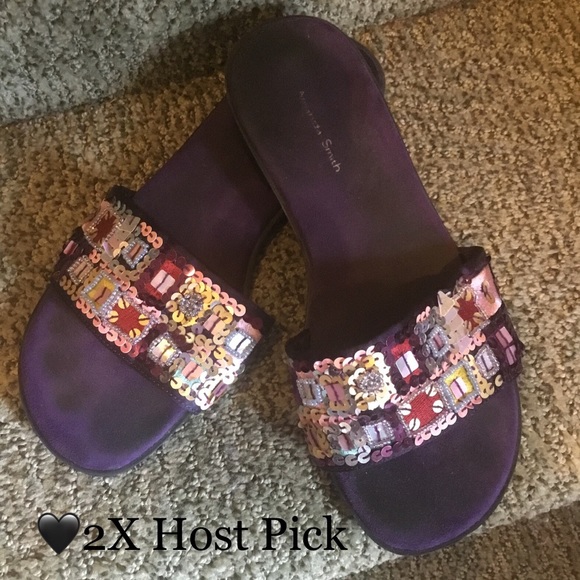 Amanda Smith Shoes - Amanda Smith Purple Sequined Slides